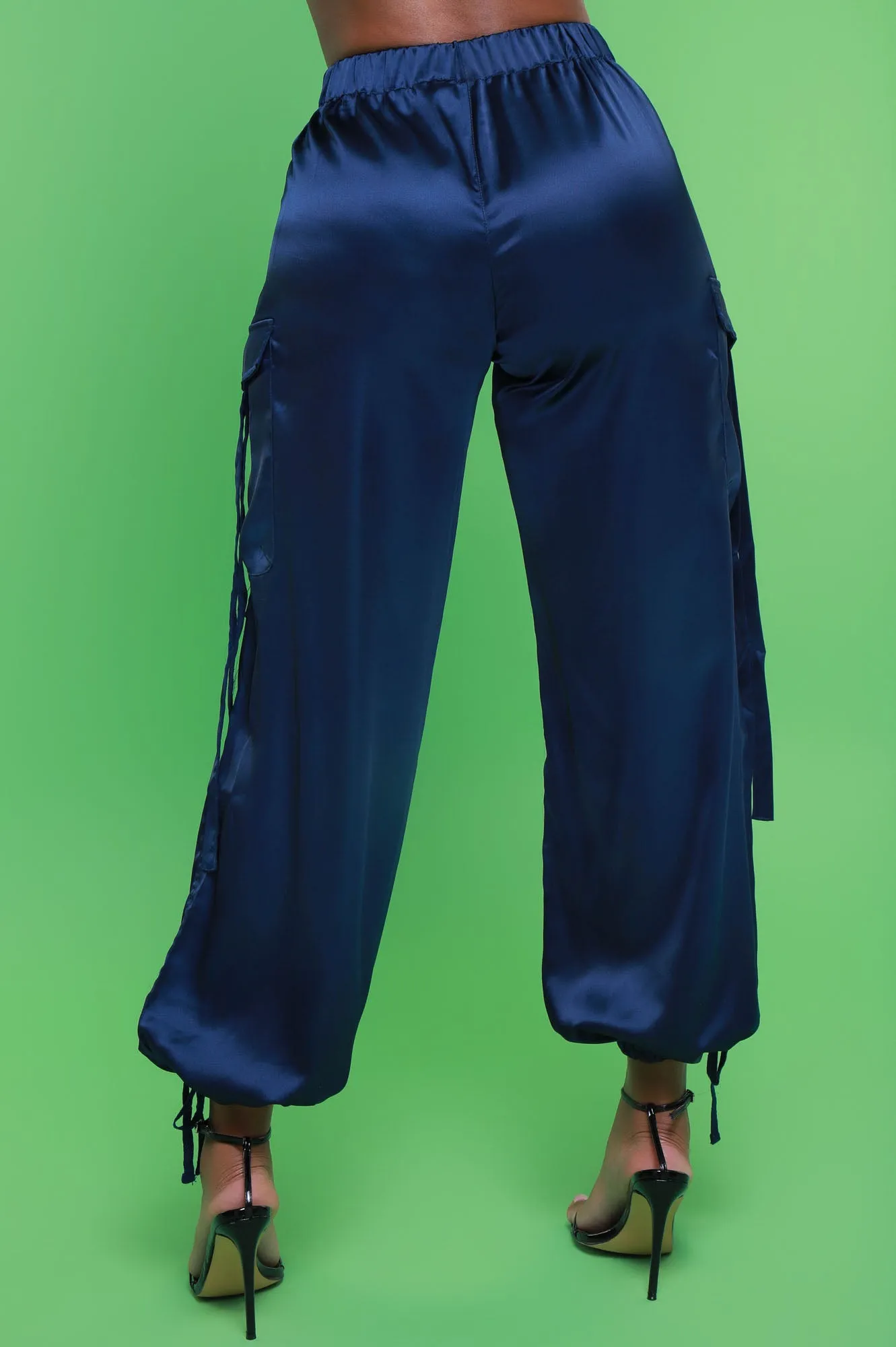 Early Access Satin Cargo Pants - Blue