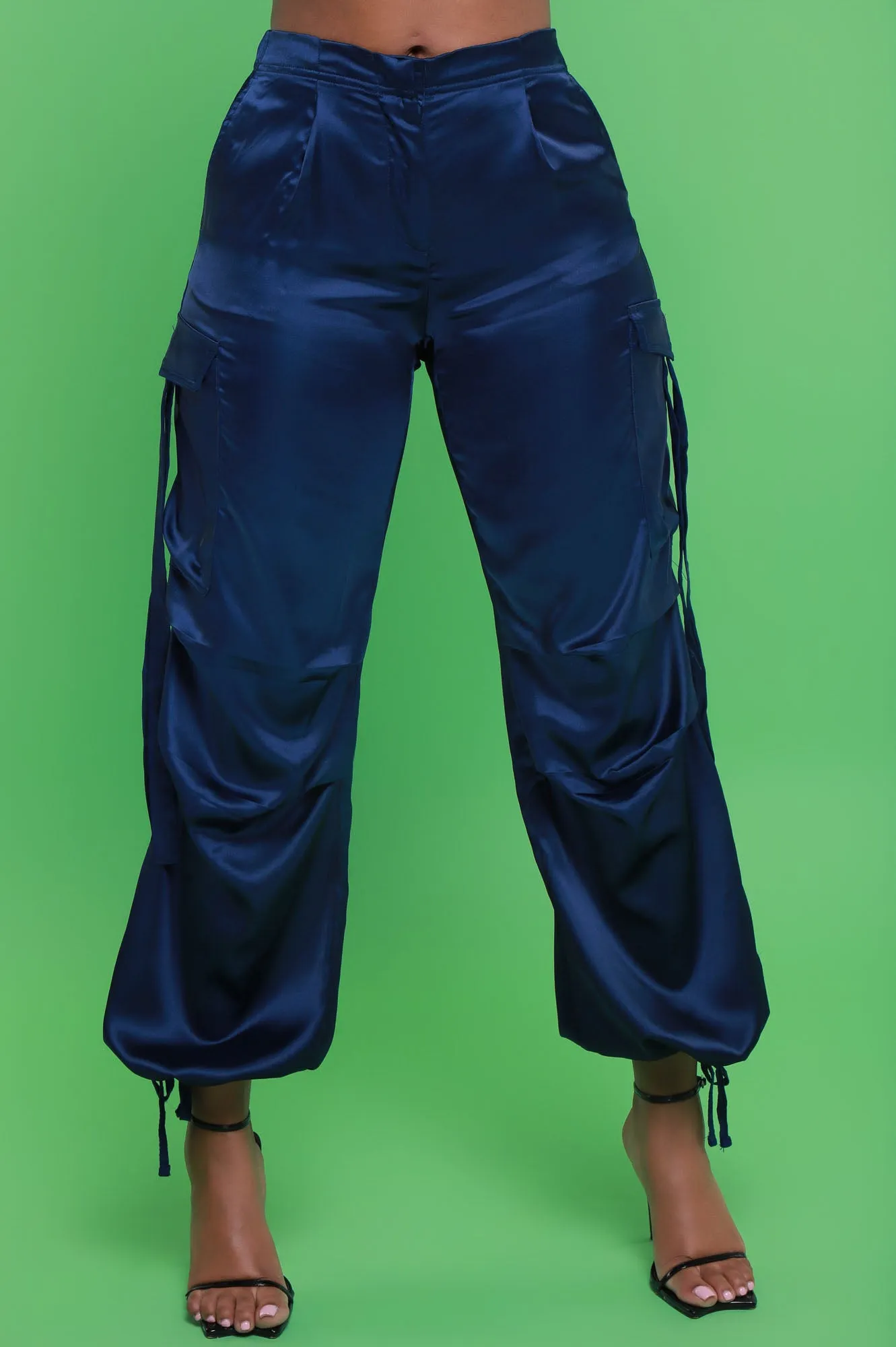 Early Access Satin Cargo Pants - Blue