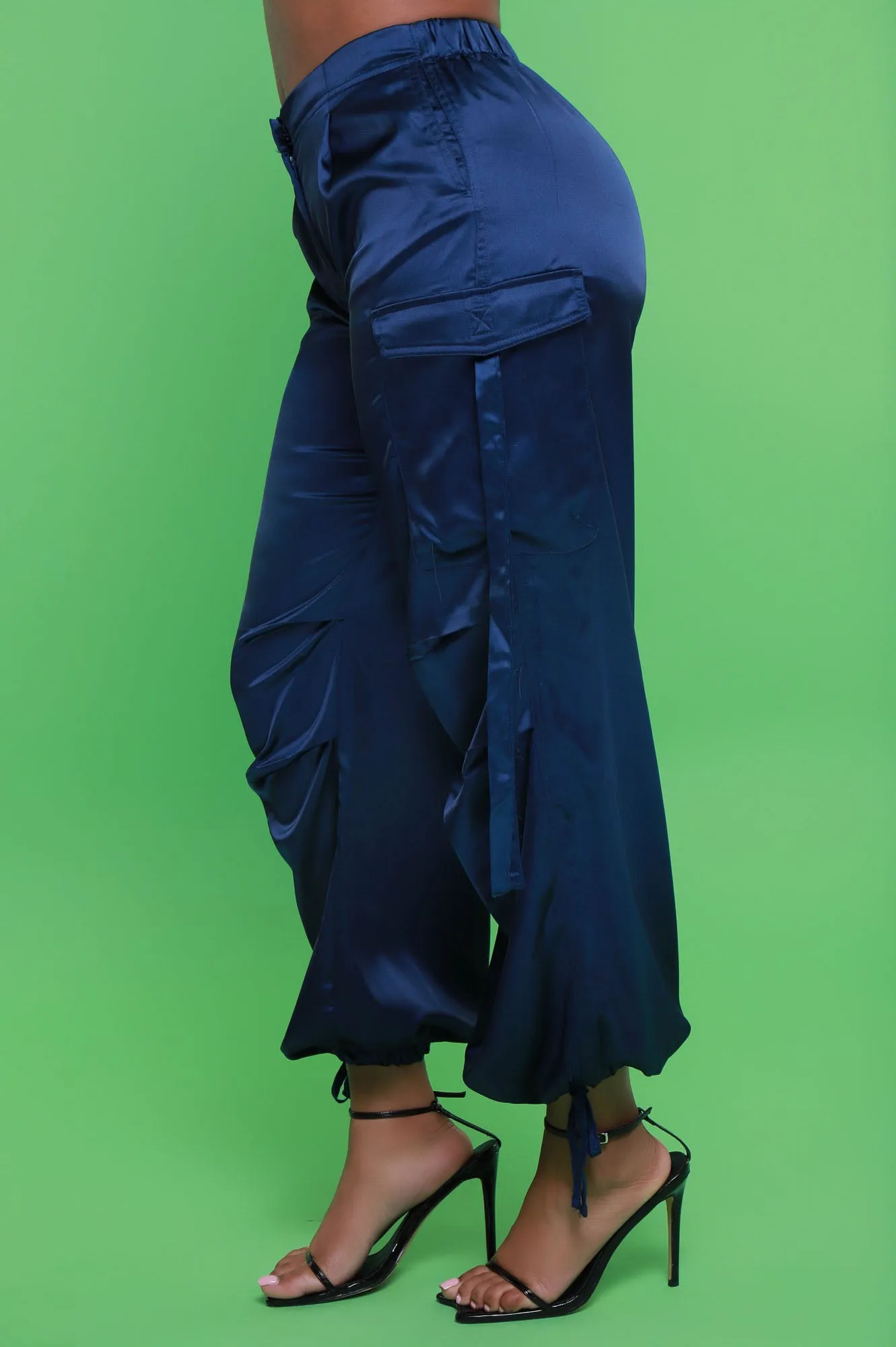 Early Access Satin Cargo Pants - Blue