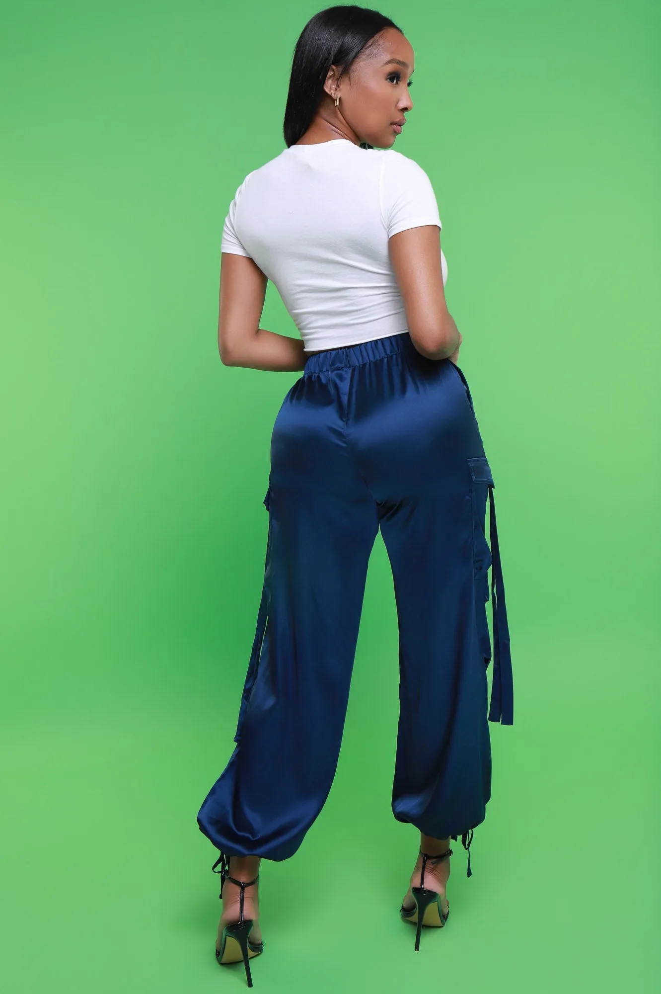 Early Access Satin Cargo Pants - Blue