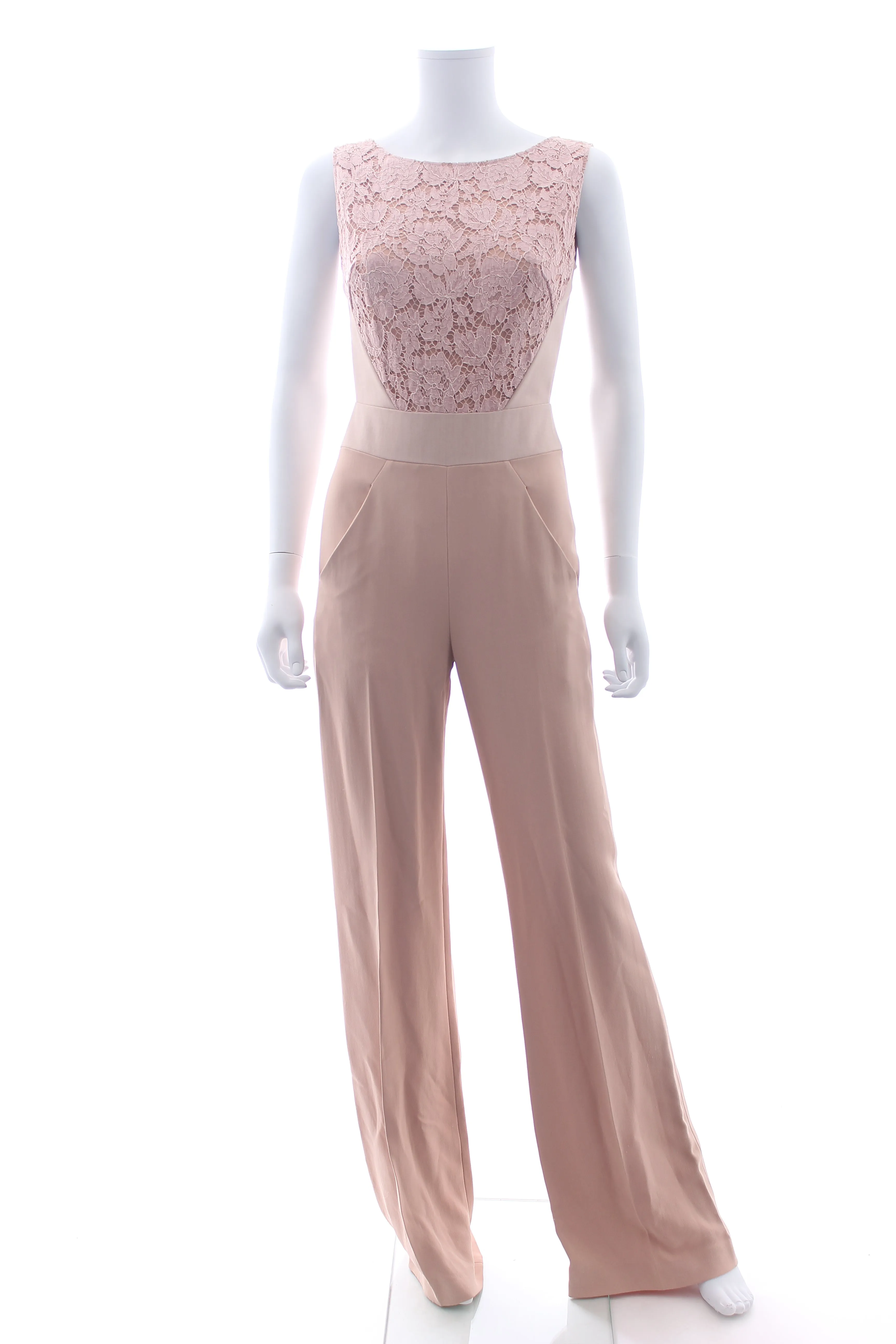 Elie Saab Lace-Panel Crepe Jumpsuit