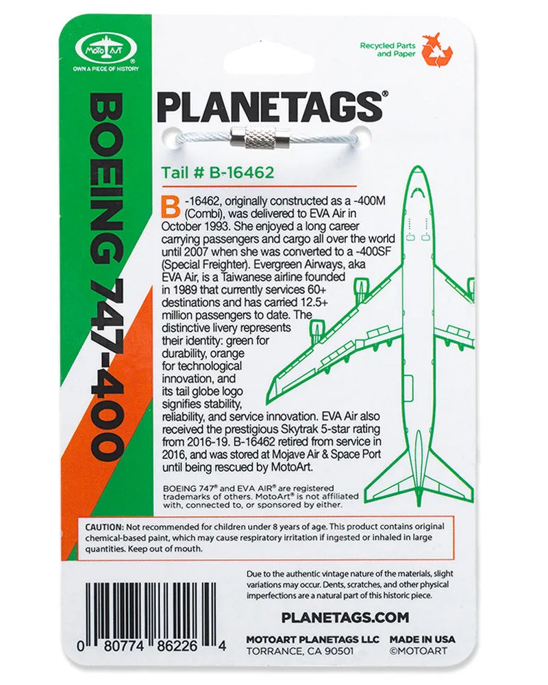 EVA Boeing 747-400 - PLANETAGS TAIL #B-16462