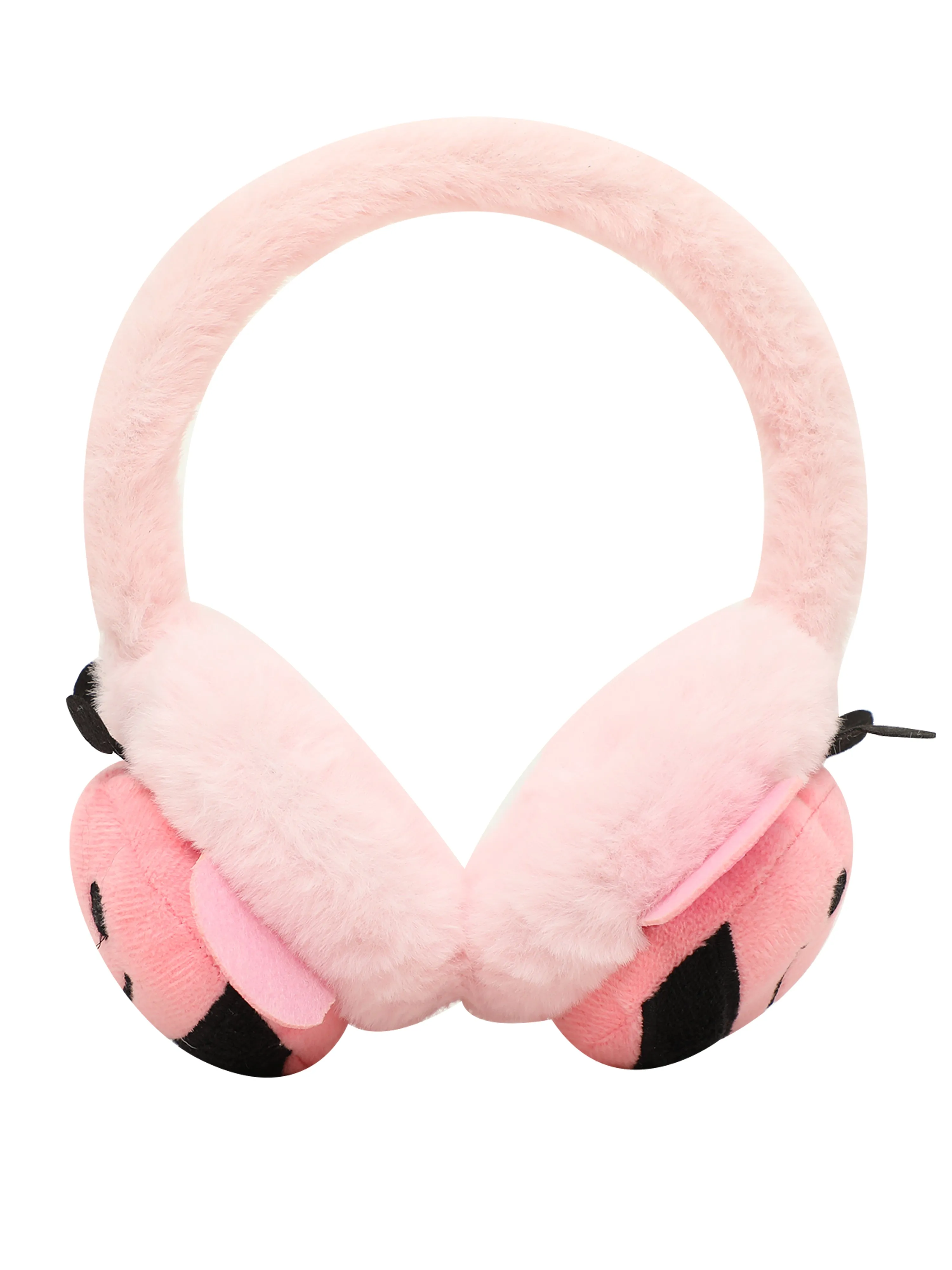 Fabseasons BabyPink Checkered Winter Ear Muffs for Kids (6  years) and Adults