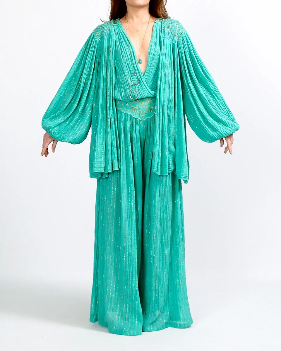 Gauze Palazzo Jumpsuit   Poet Sleeve Jacket