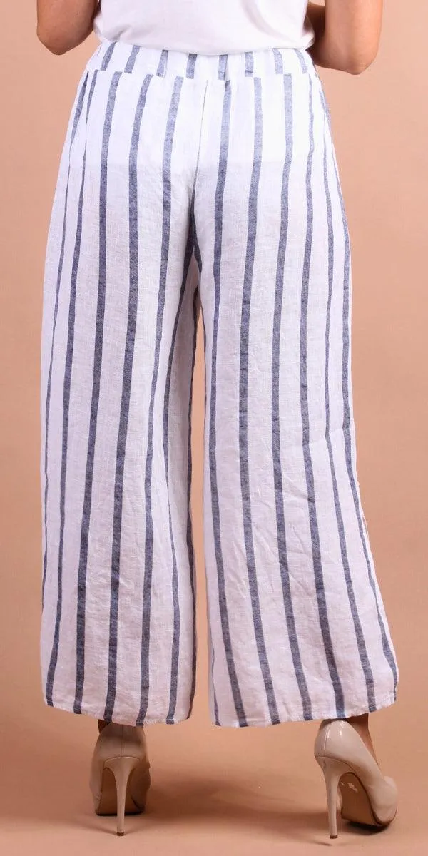 Giulana Wide Striped Capri Pants