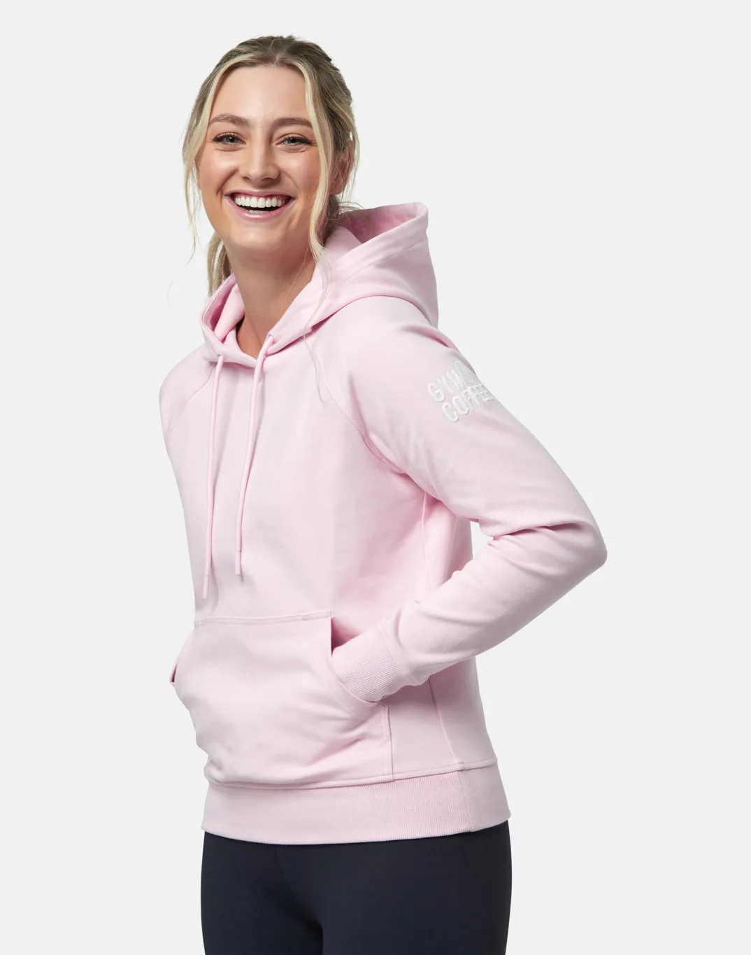 Gym Coffee Chill Pullover Hoodie (Womens) -  Baby Pink