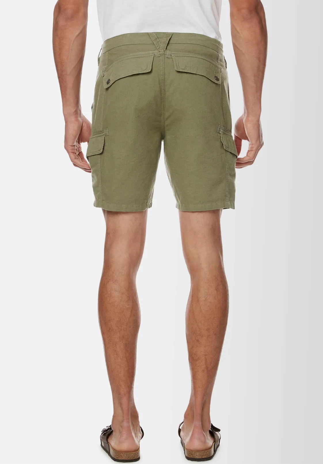 Havane Men's Linen Twill Shorts in Army Green - BM23967