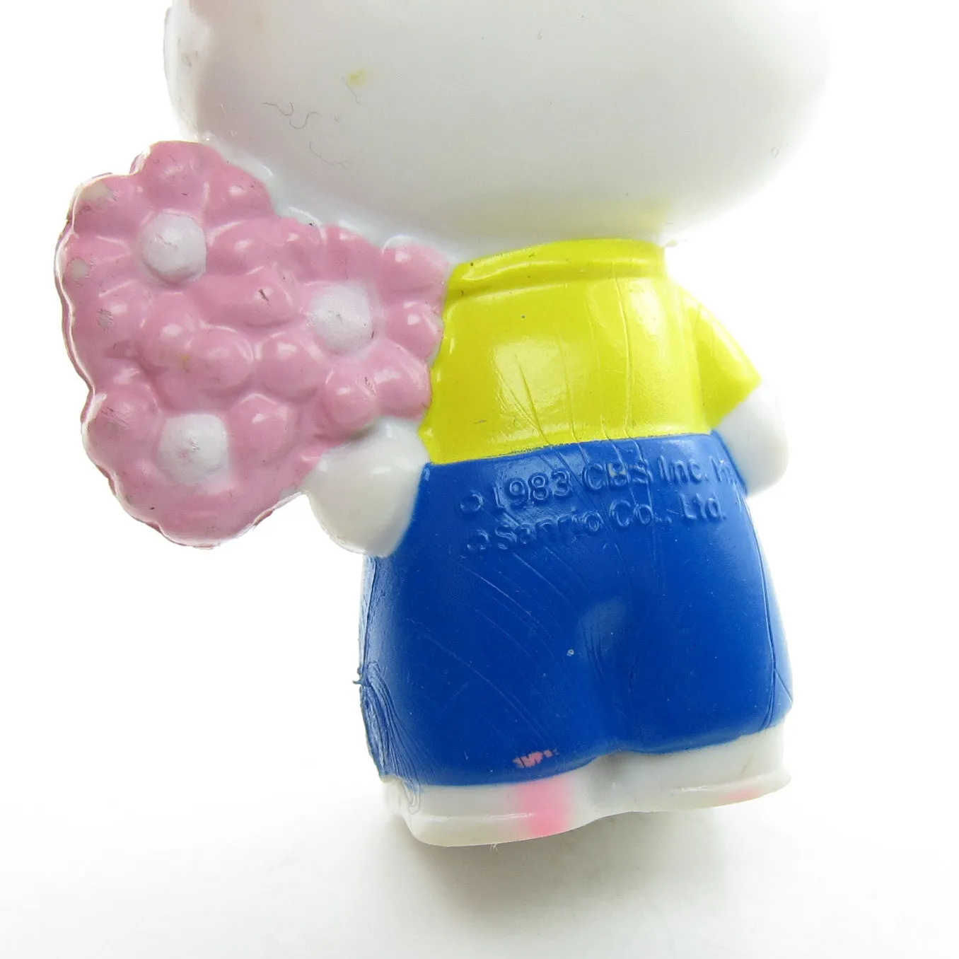 Hello Kitty's Papa George White Vintage 1983 Hello Kitty Miniature Figurine with Flowers