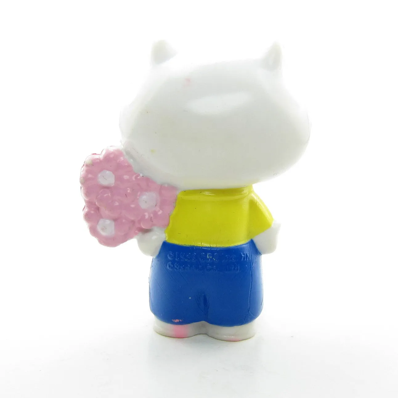 Hello Kitty's Papa George White Vintage 1983 Hello Kitty Miniature Figurine with Flowers