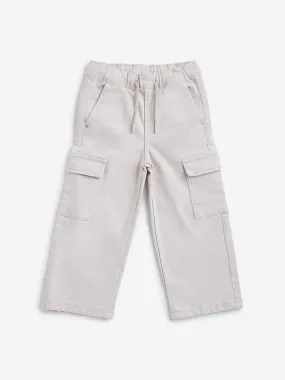 HOP Kids Beige Mid Rise Relaxed Fit Jeans