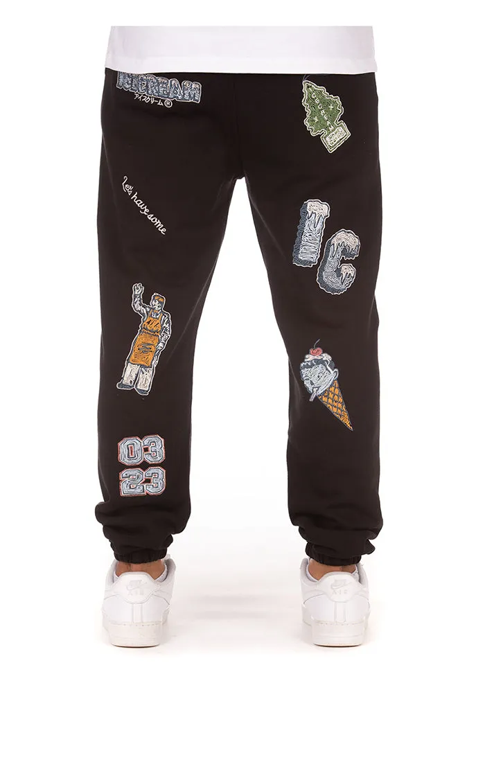 Ice Cream Work In Progress Sweatpants (Black)