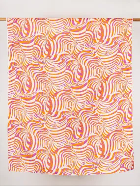 Italian Psychedelic Print Linen Deadstock - Orange   Magenta   Cream - Swatch