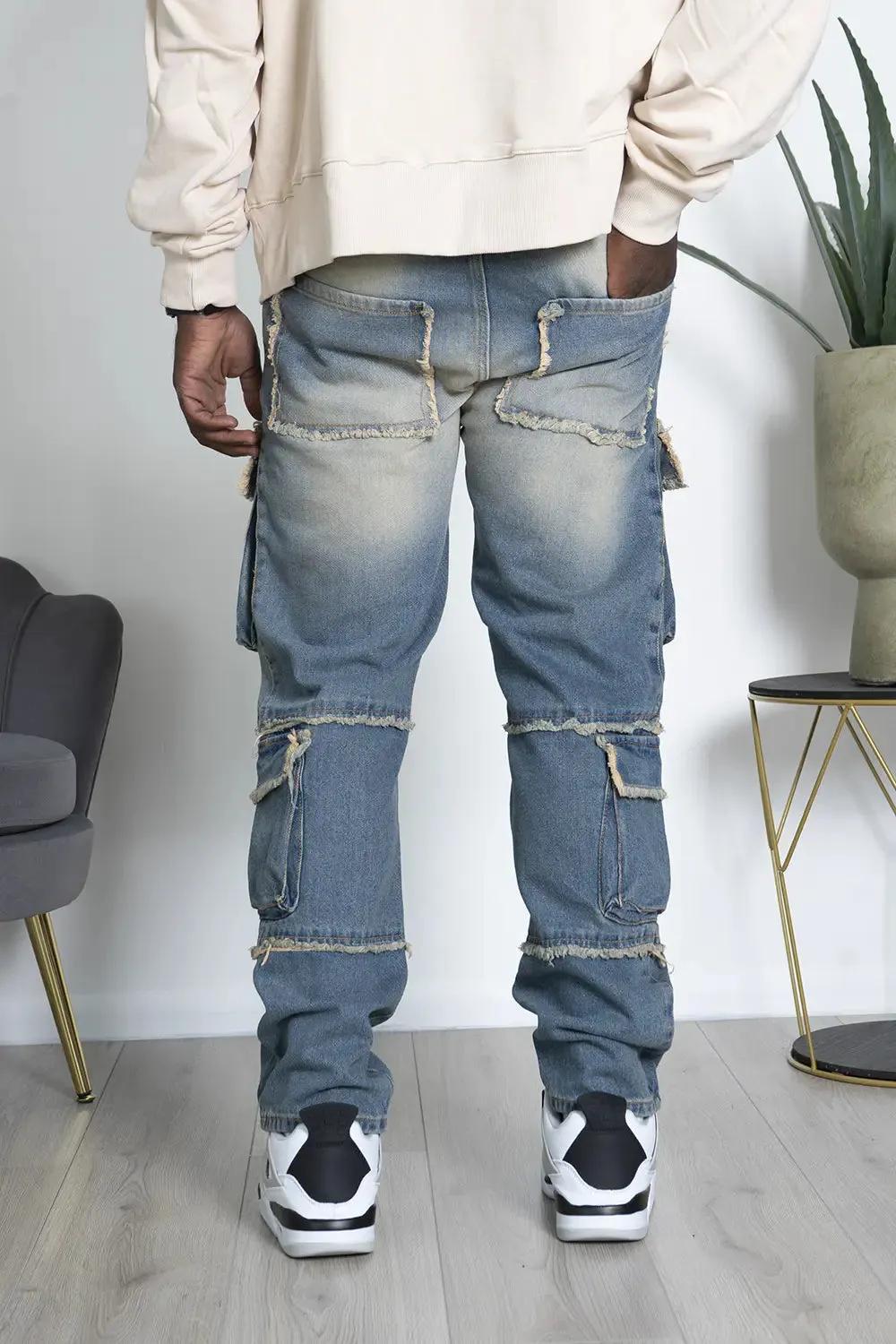 Jeans Baggy Cargo Effetto Consumato Art. JS476