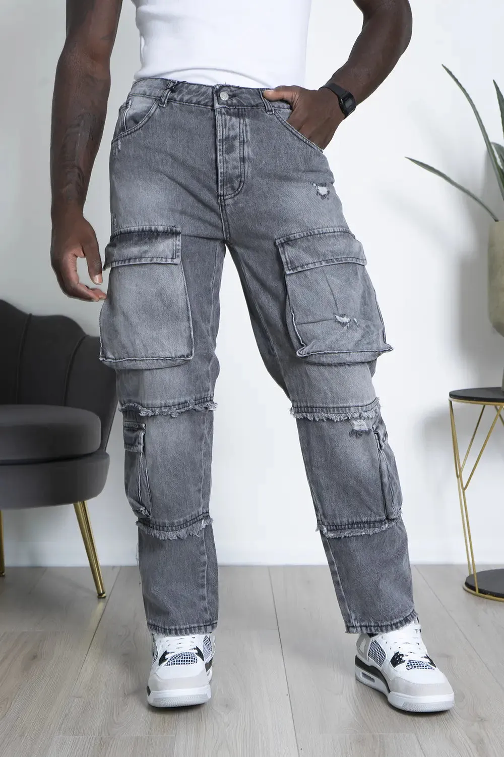 Jeans Cargo baggy Gray Art. Js477