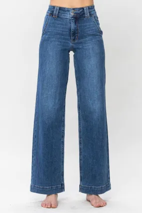 Judy Blue Double Button Wide Leg Jeans