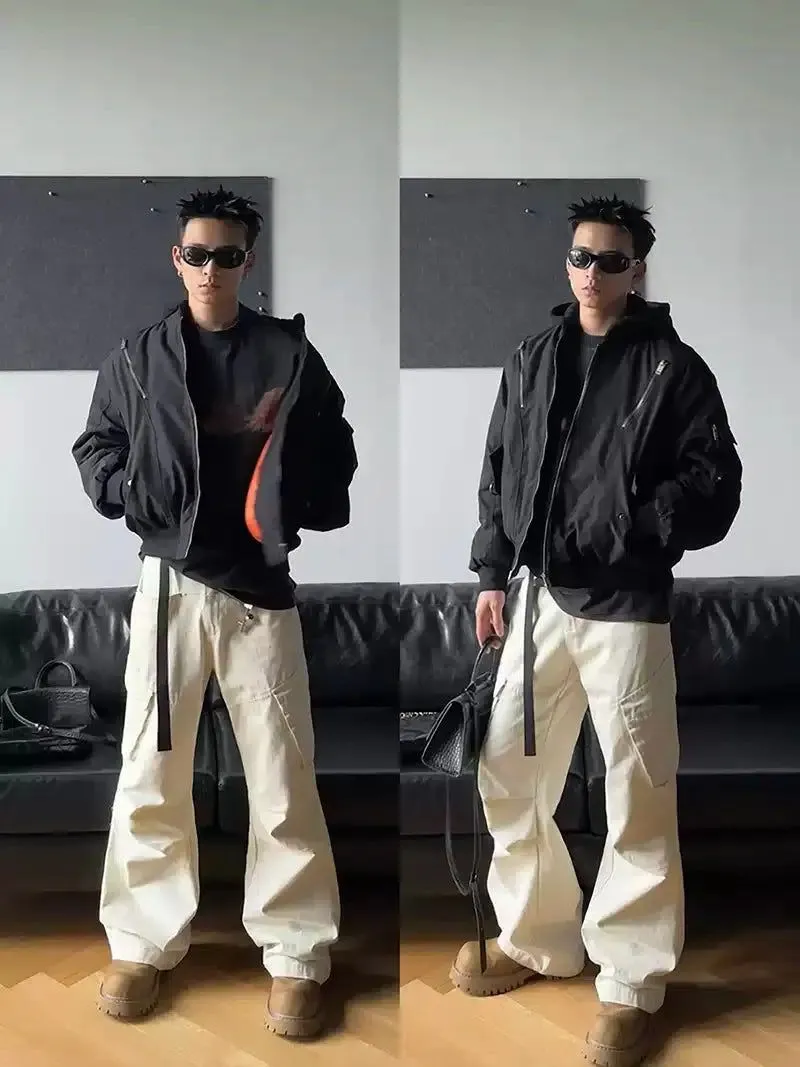 Knee-Pleated Bootcut Cargo Pants