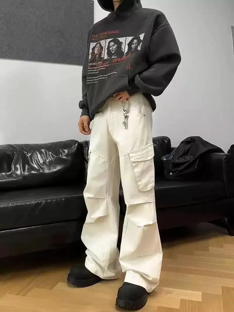 Knee-Pleated Bootcut Cargo Pants