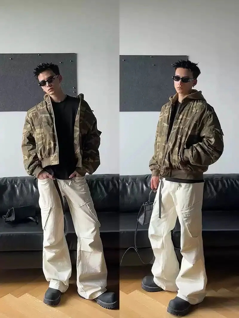 Knee-Pleated Bootcut Cargo Pants