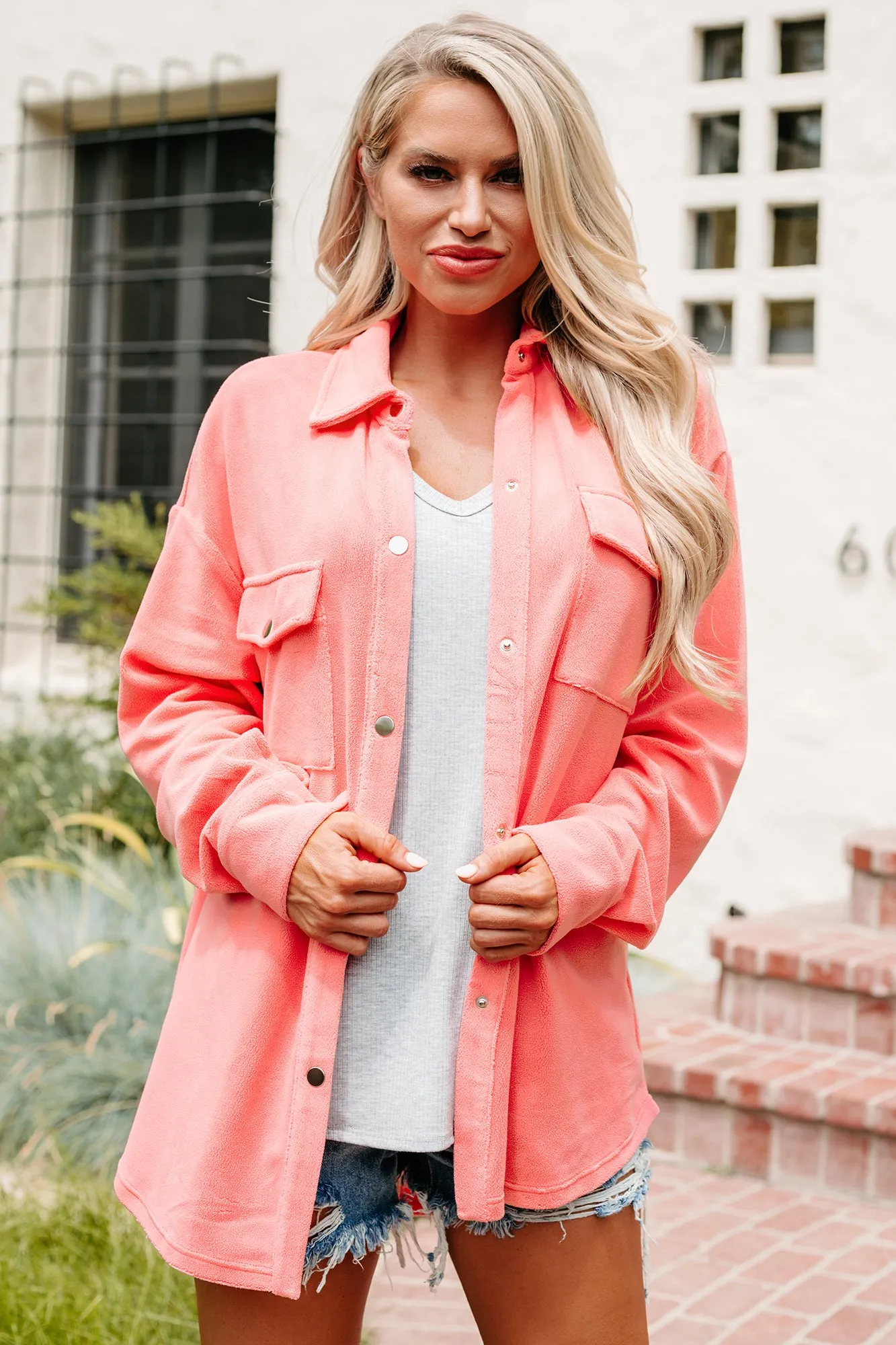 Laid Back Lady Fleece Shirt/Jacket (Candy Pink)