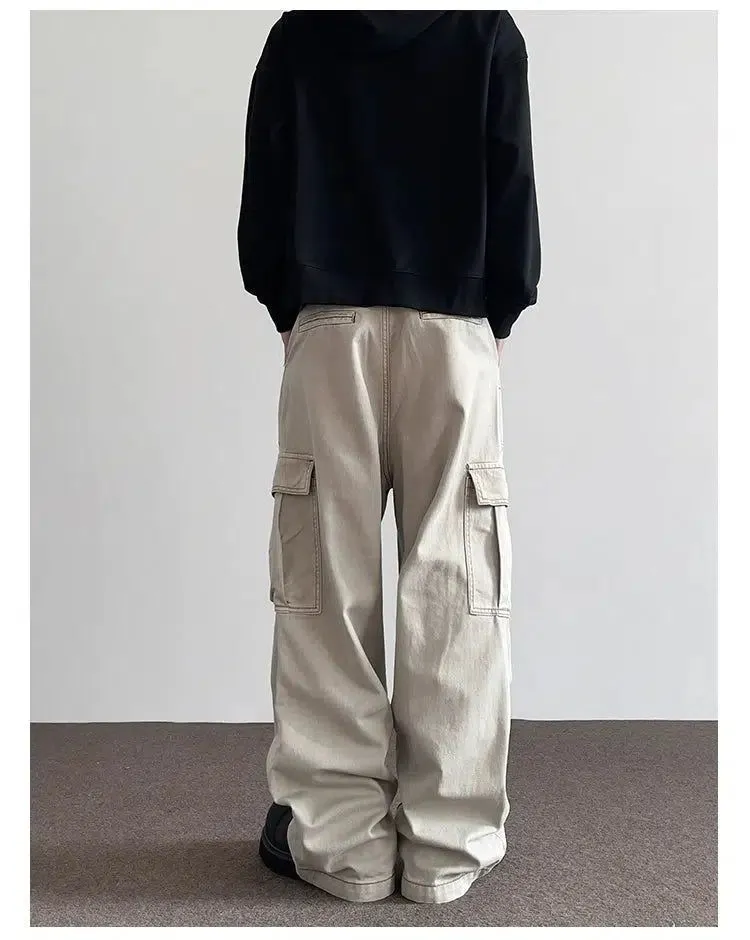 Large Pocket Pleats Bootcut Cargo Pants