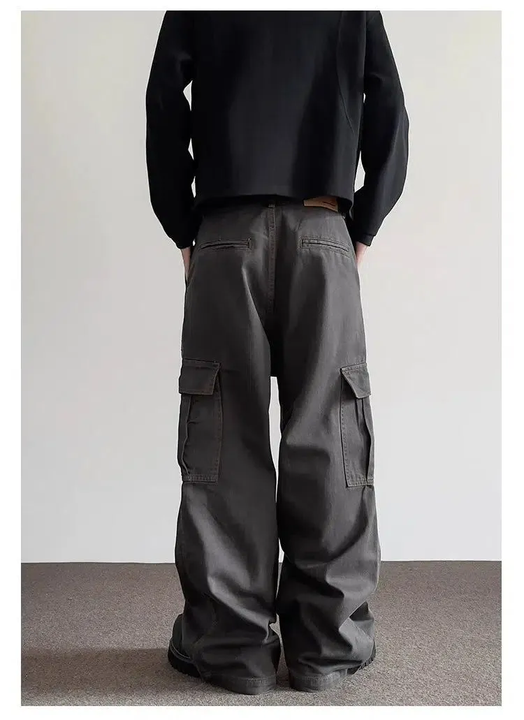 Large Pocket Pleats Bootcut Cargo Pants