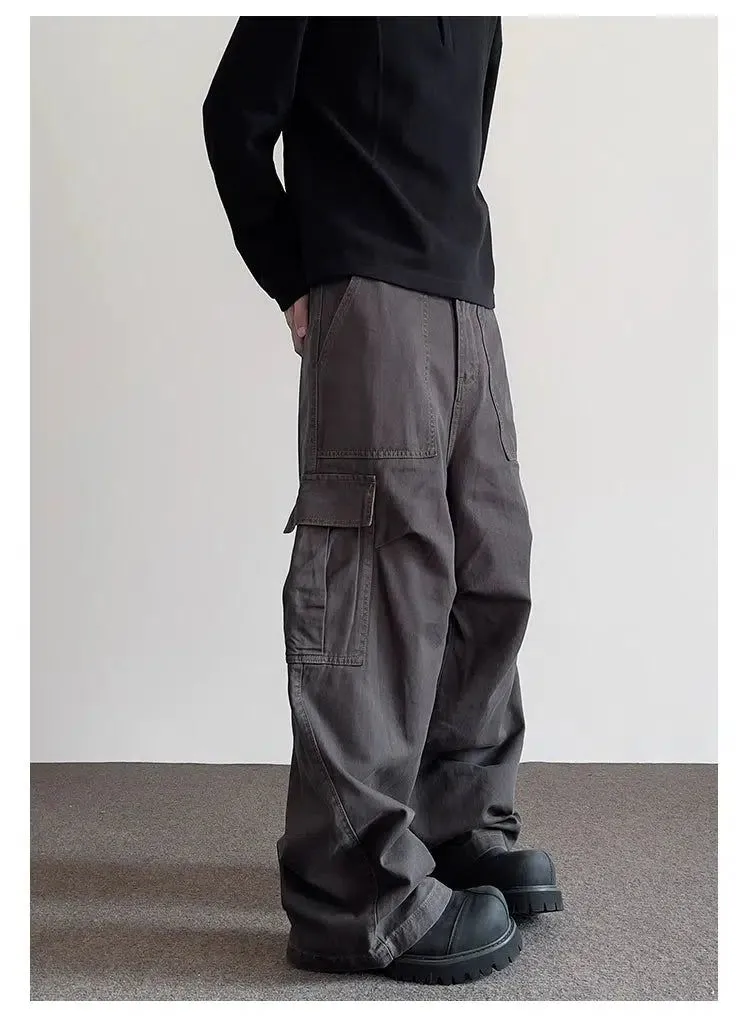 Large Pocket Pleats Bootcut Cargo Pants