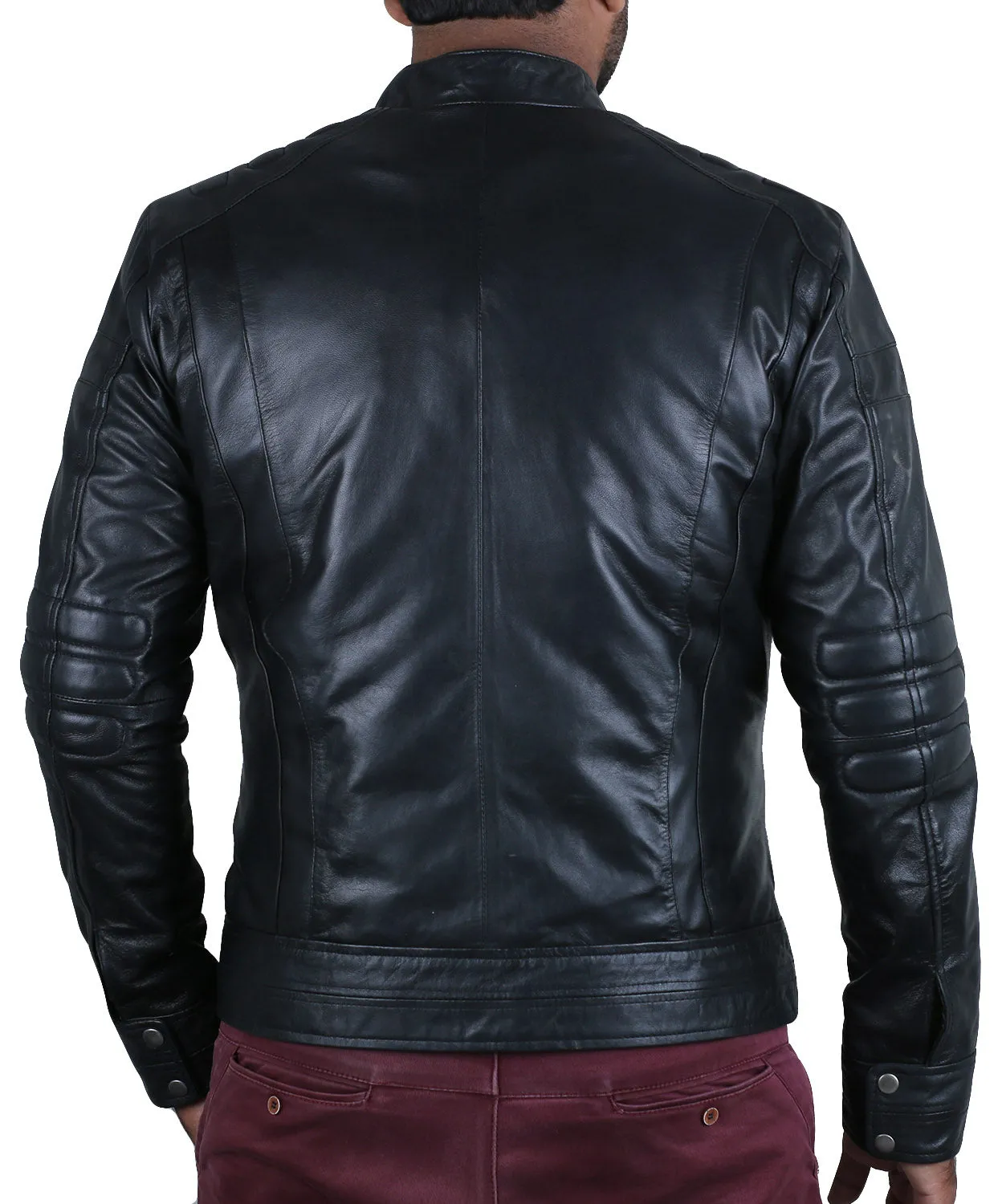 Leather Jackets Hub Mens Genuine Lambskin Leather Jacket (Black, Classic Jacket) - 1501072