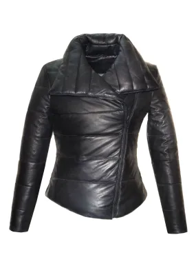 Leather Short Puffer Down Jacket- Hot Seller Women Puffer Coat Jacket