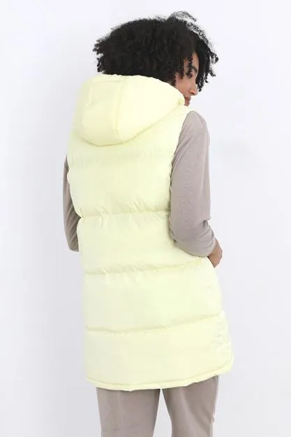 LEMON PADDED LONGER LENGTH HOODED GILET