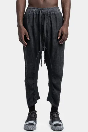 Light linen cropped pants, Petrol