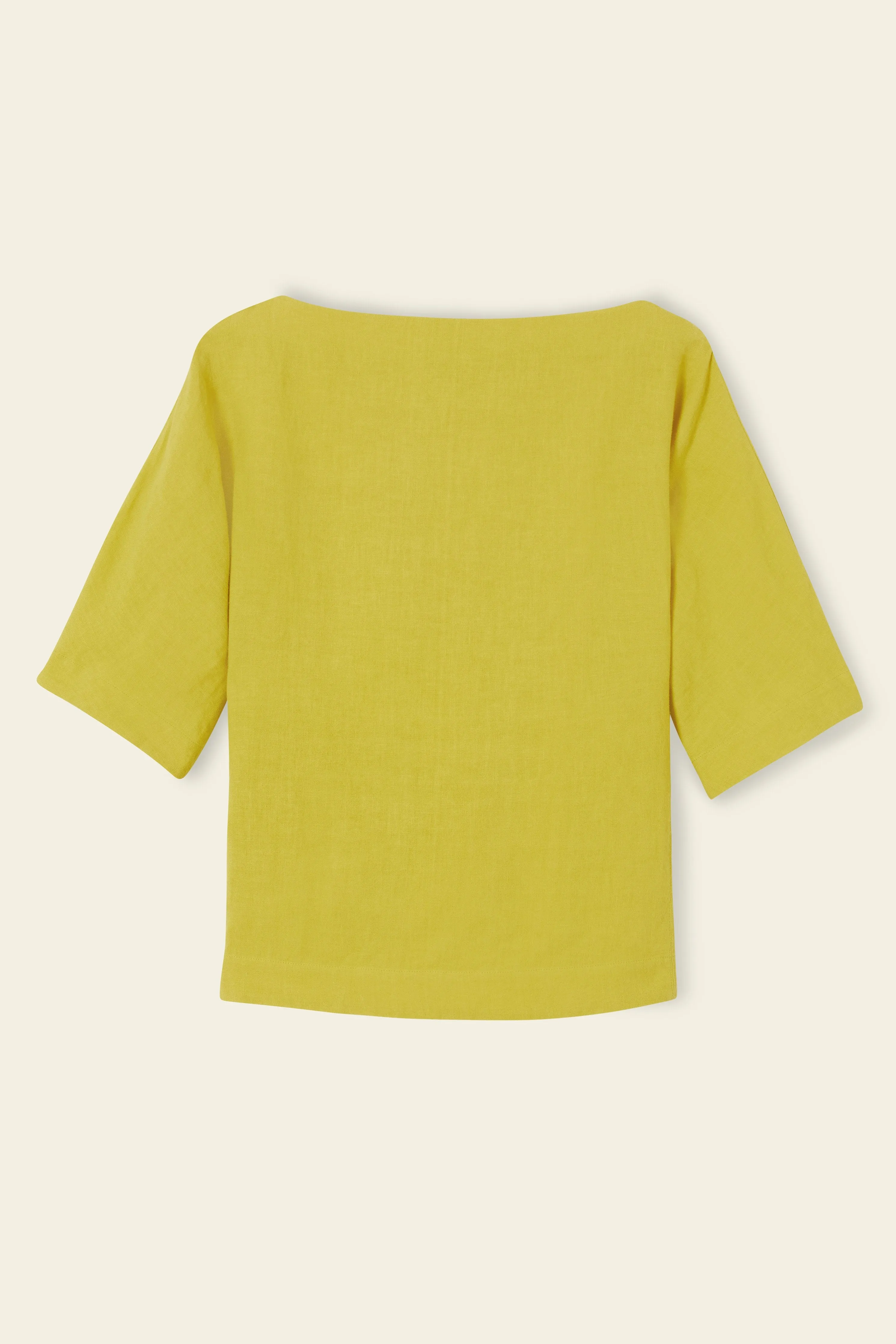 Linen Back Pleat Top - Mustard