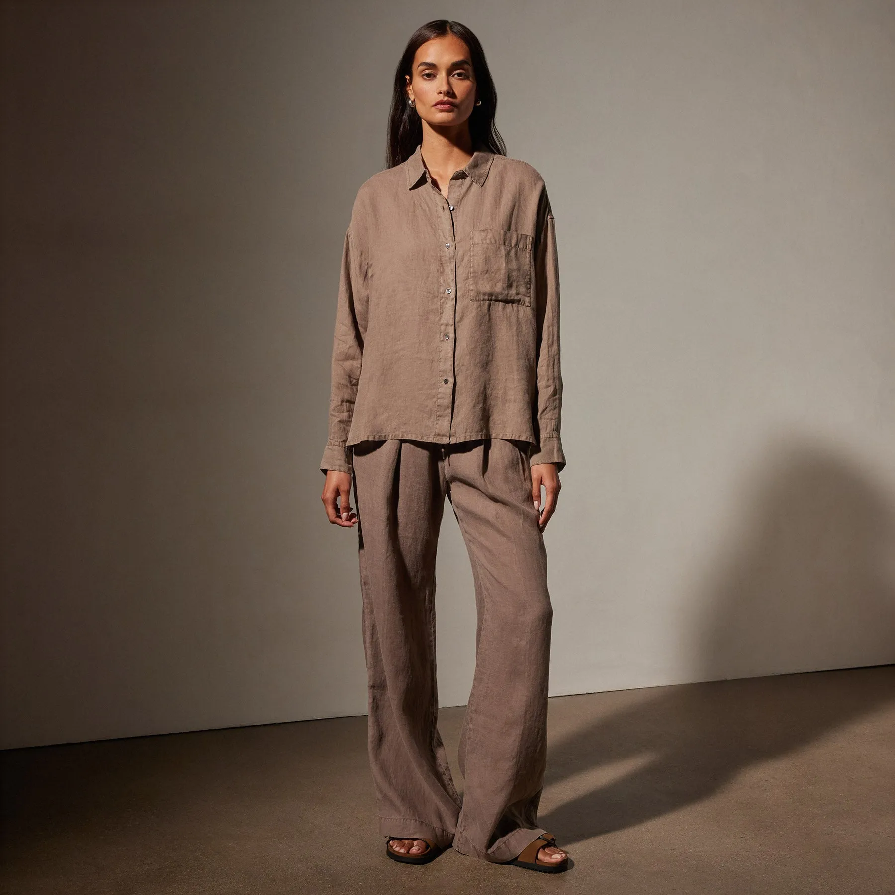 Linen Oversized Shirt - Cargo Pigment