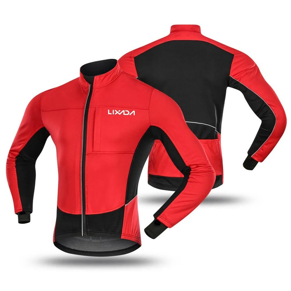 Lixada Winter Thermal Polar Fleece Men's Windproof Cycling Jacket