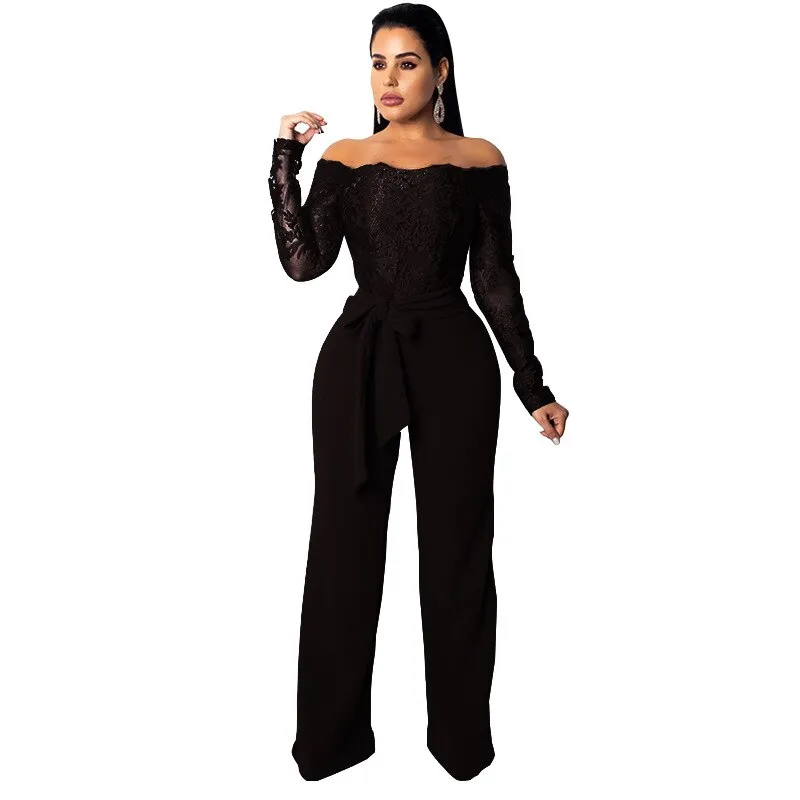 Long Sleeve Off Shoulder Dressy Jumpsuit