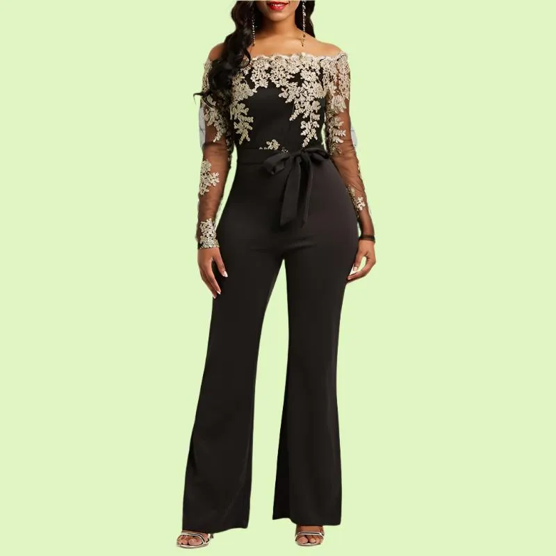 Long Sleeve Off Shoulder Dressy Jumpsuit