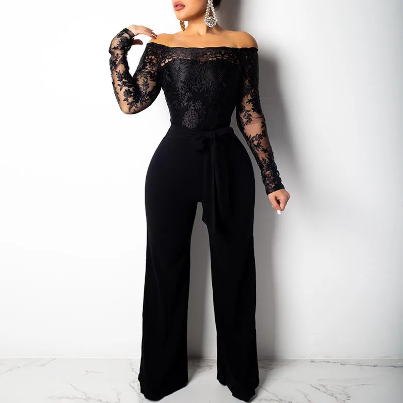 Long Sleeve Off Shoulder Dressy Jumpsuit