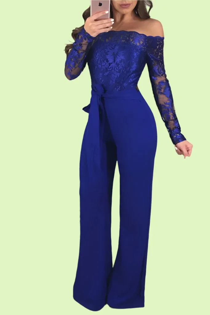 Long Sleeve Off Shoulder Dressy Jumpsuit