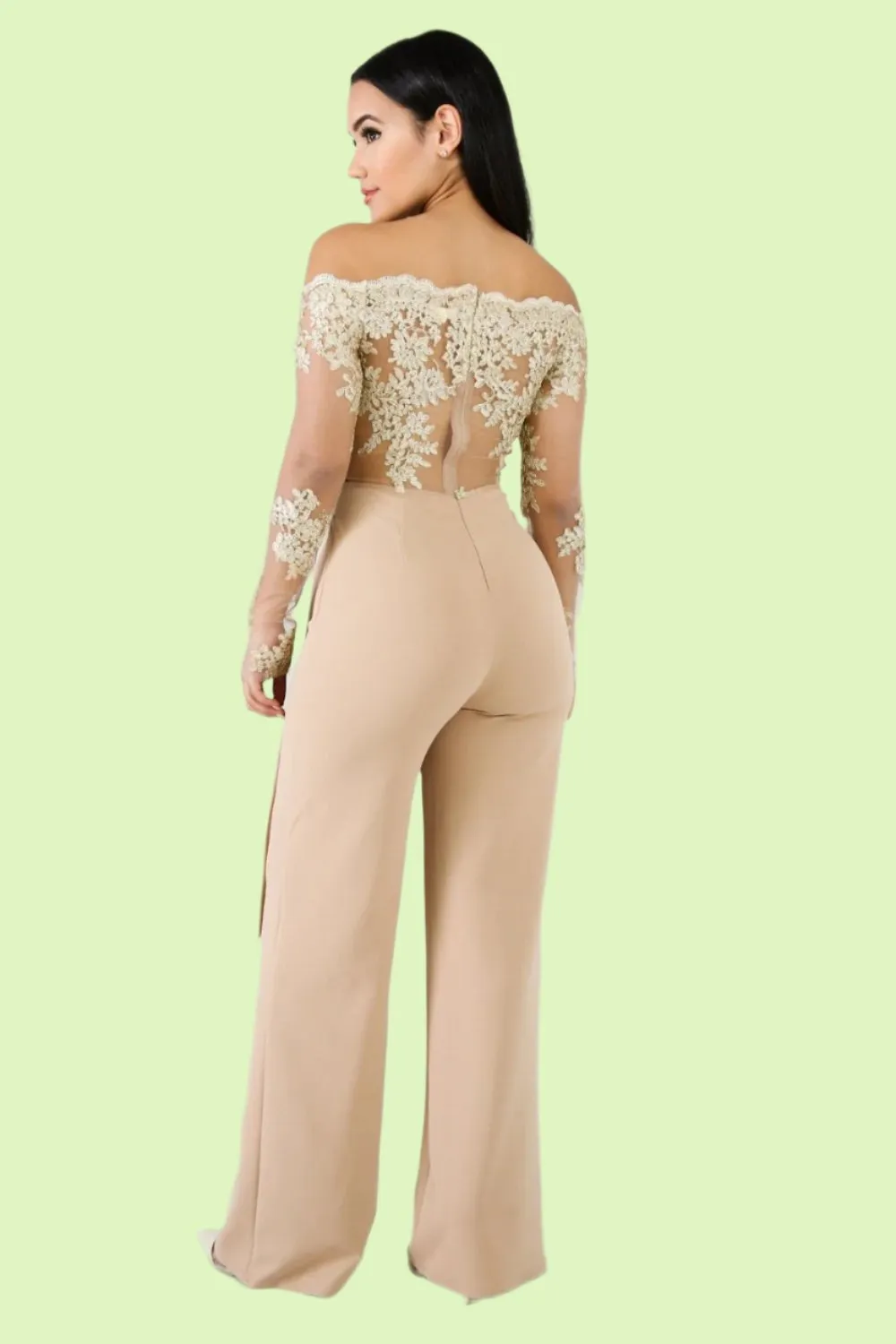 Long Sleeve Off Shoulder Dressy Jumpsuit