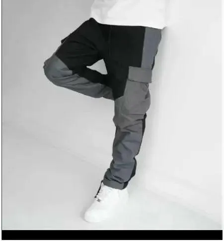 Loose Fit Pants Large Pocket Stitching Trousers Men's Loose Feet