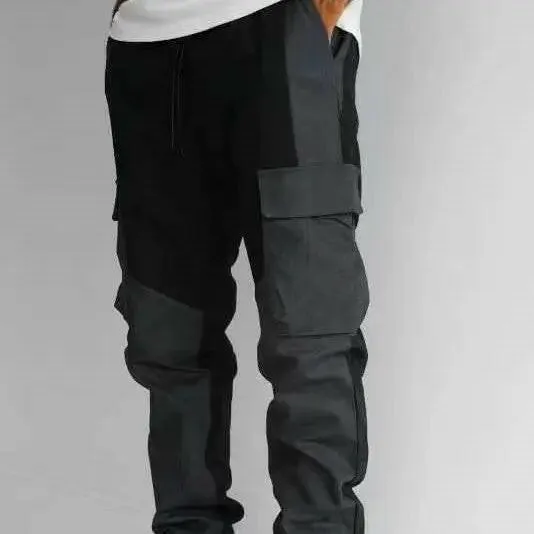 Loose Fit Pants Large Pocket Stitching Trousers Men's Loose Feet