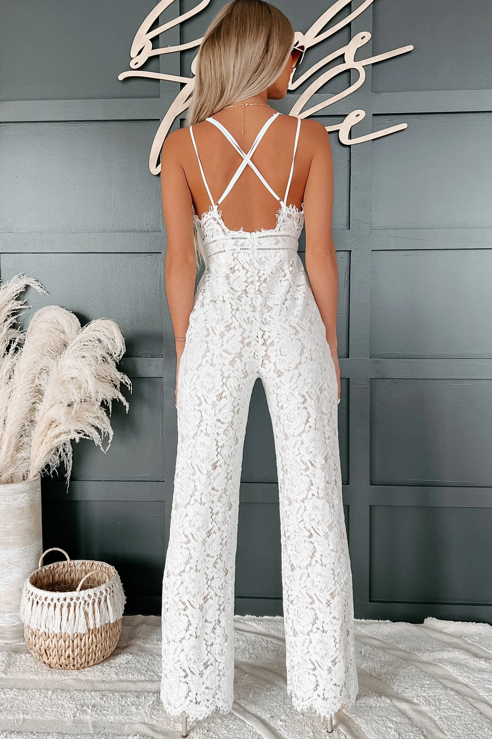 Love In Disguise Lace Jumpsuit (White/Nude)