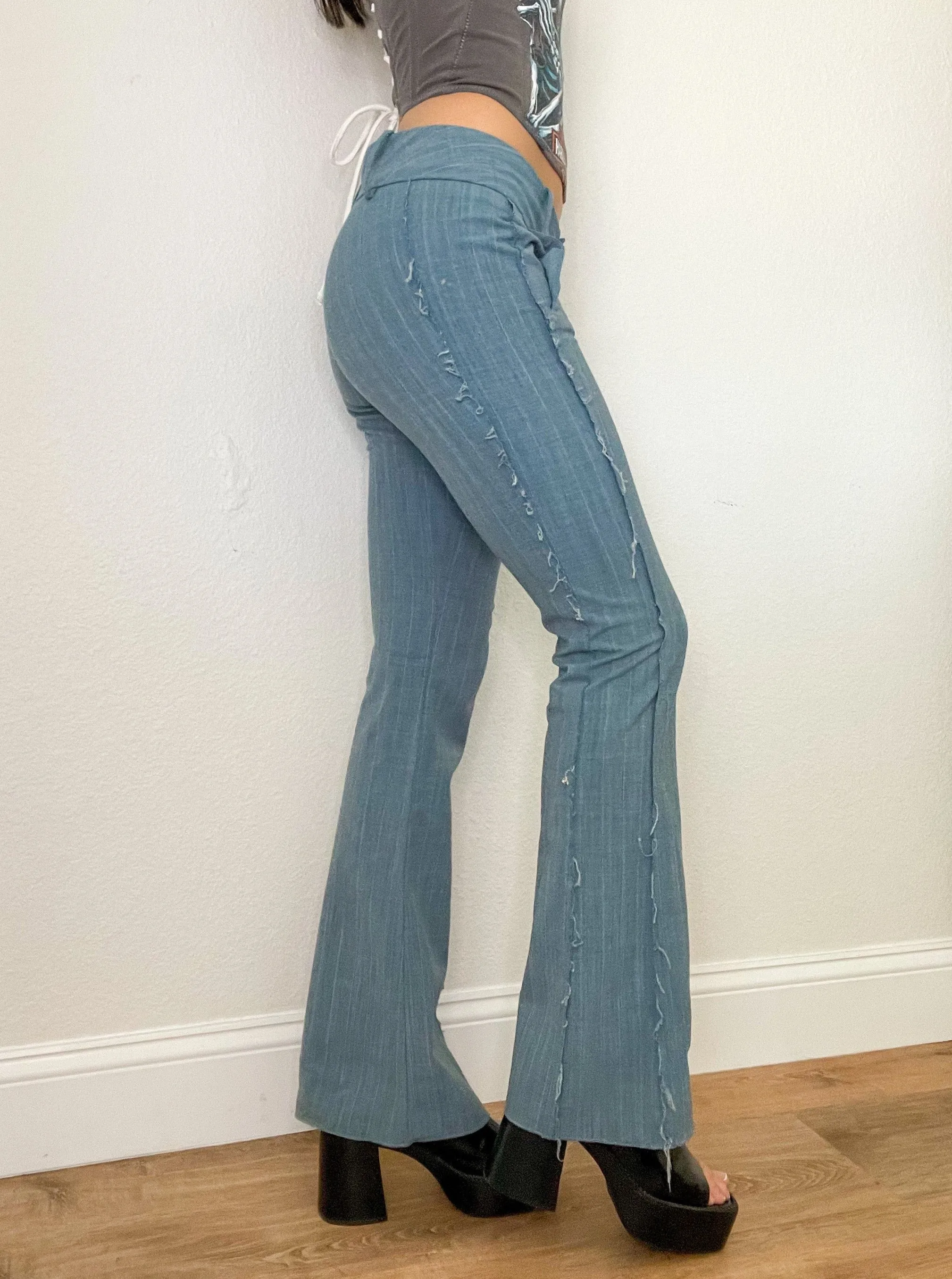 Low Rise Groupie Faux Denim Flare Pants