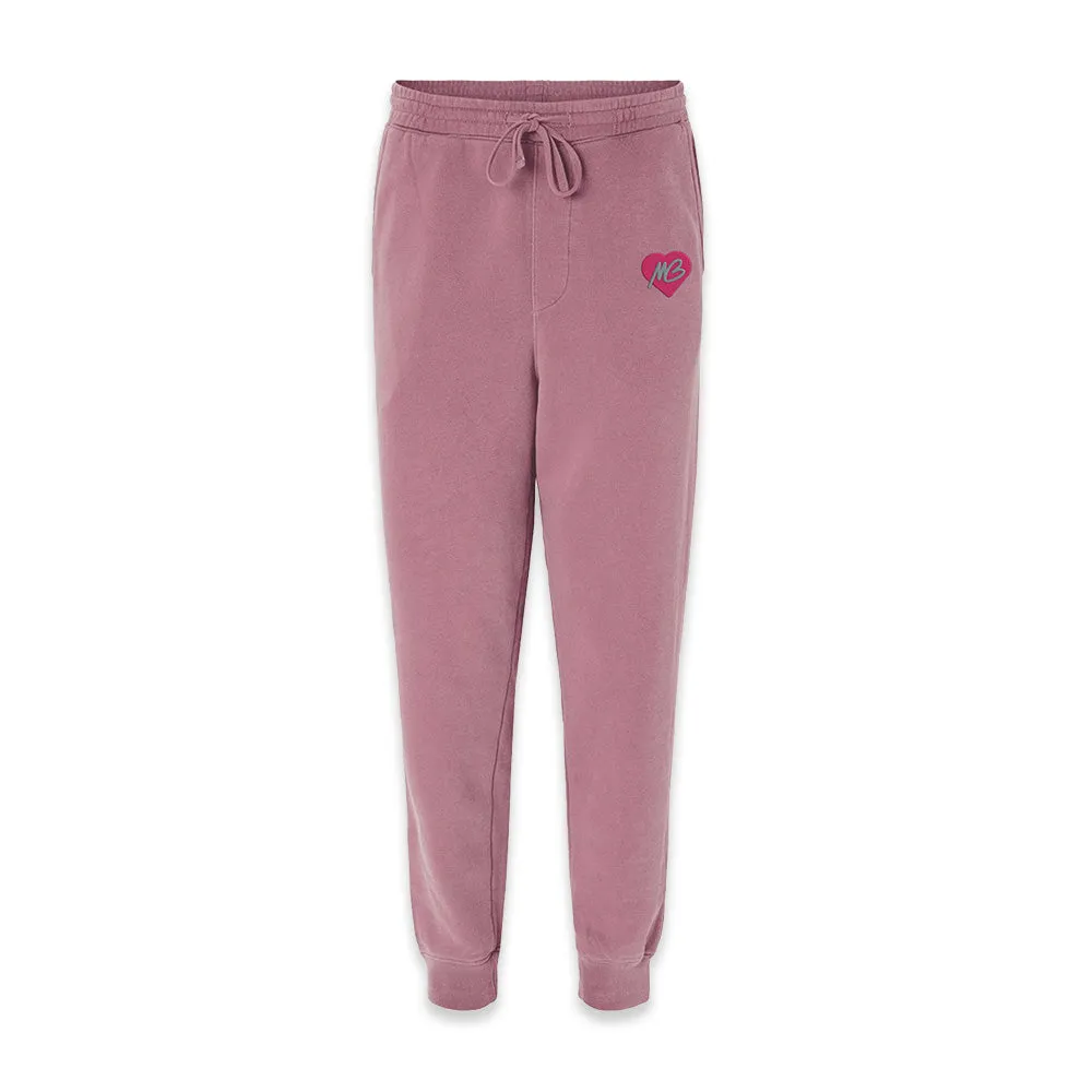 MB Heart Logo Embroidered Mauve Sweatpants