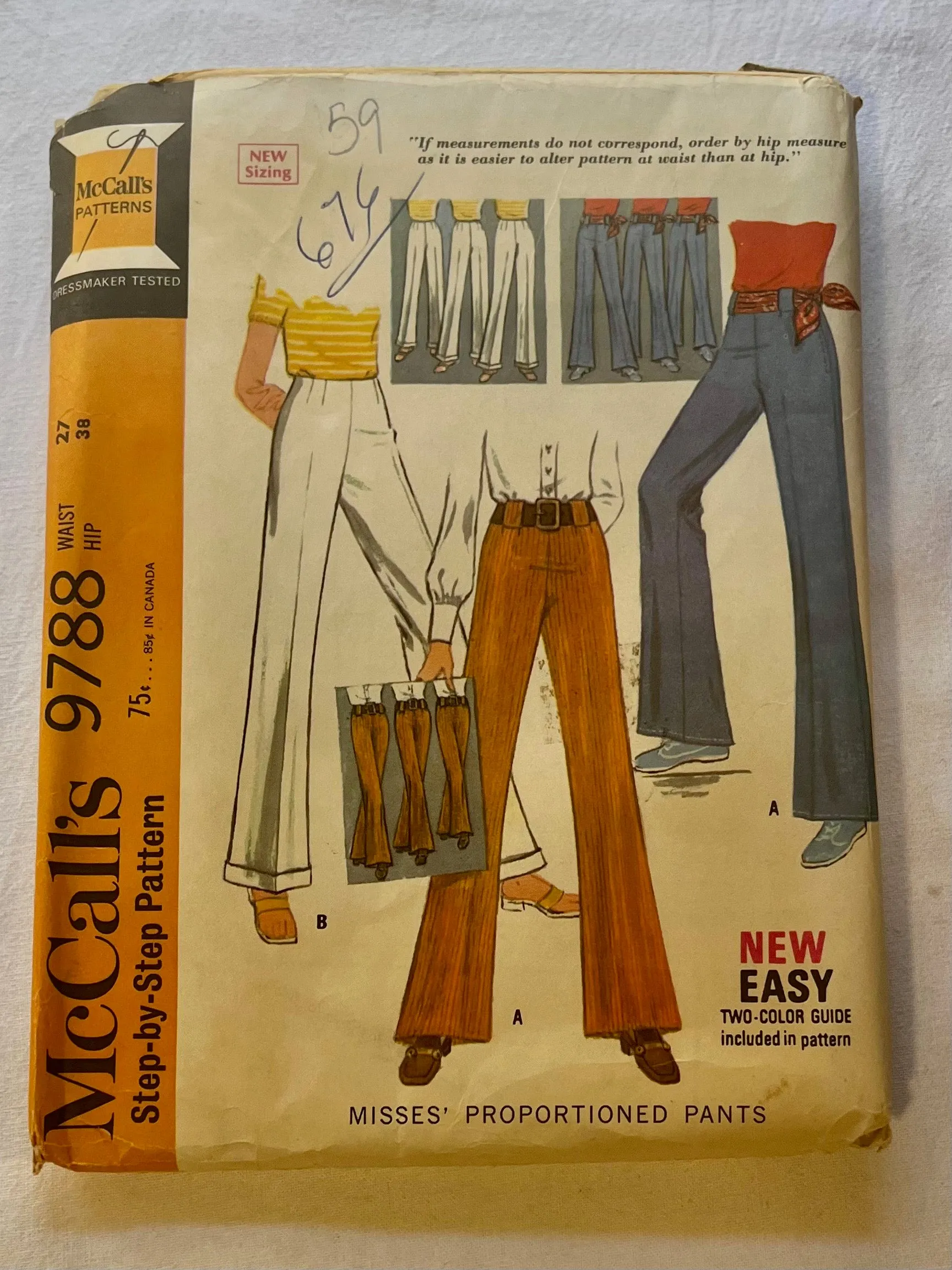 McCall's 9788 PARTIALLY CUT Adult Pants Waist Sizes 23, 24, 25.5, 27, 29