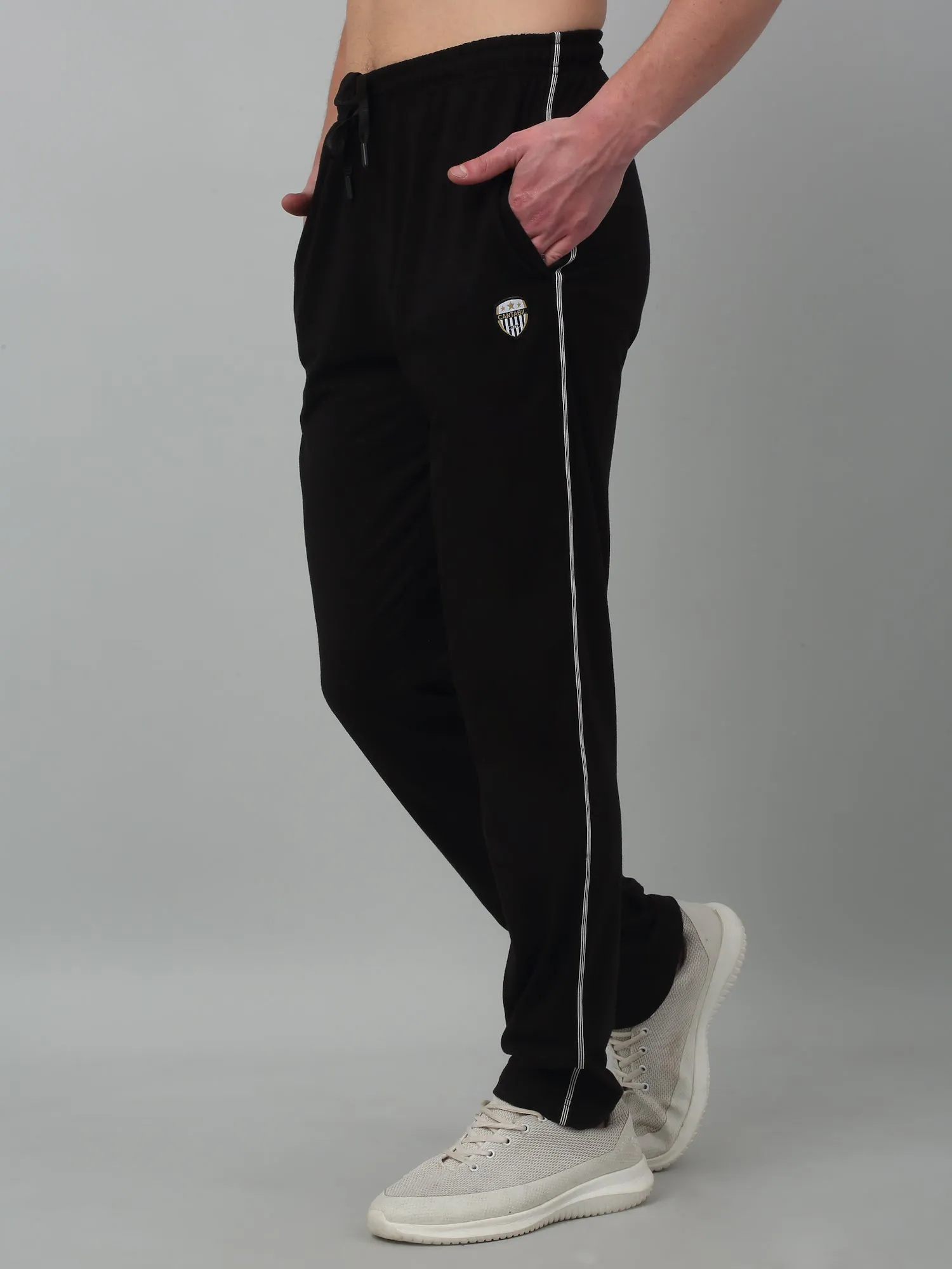 Men's Black Summer Solid Drawstring Casual Track Pant