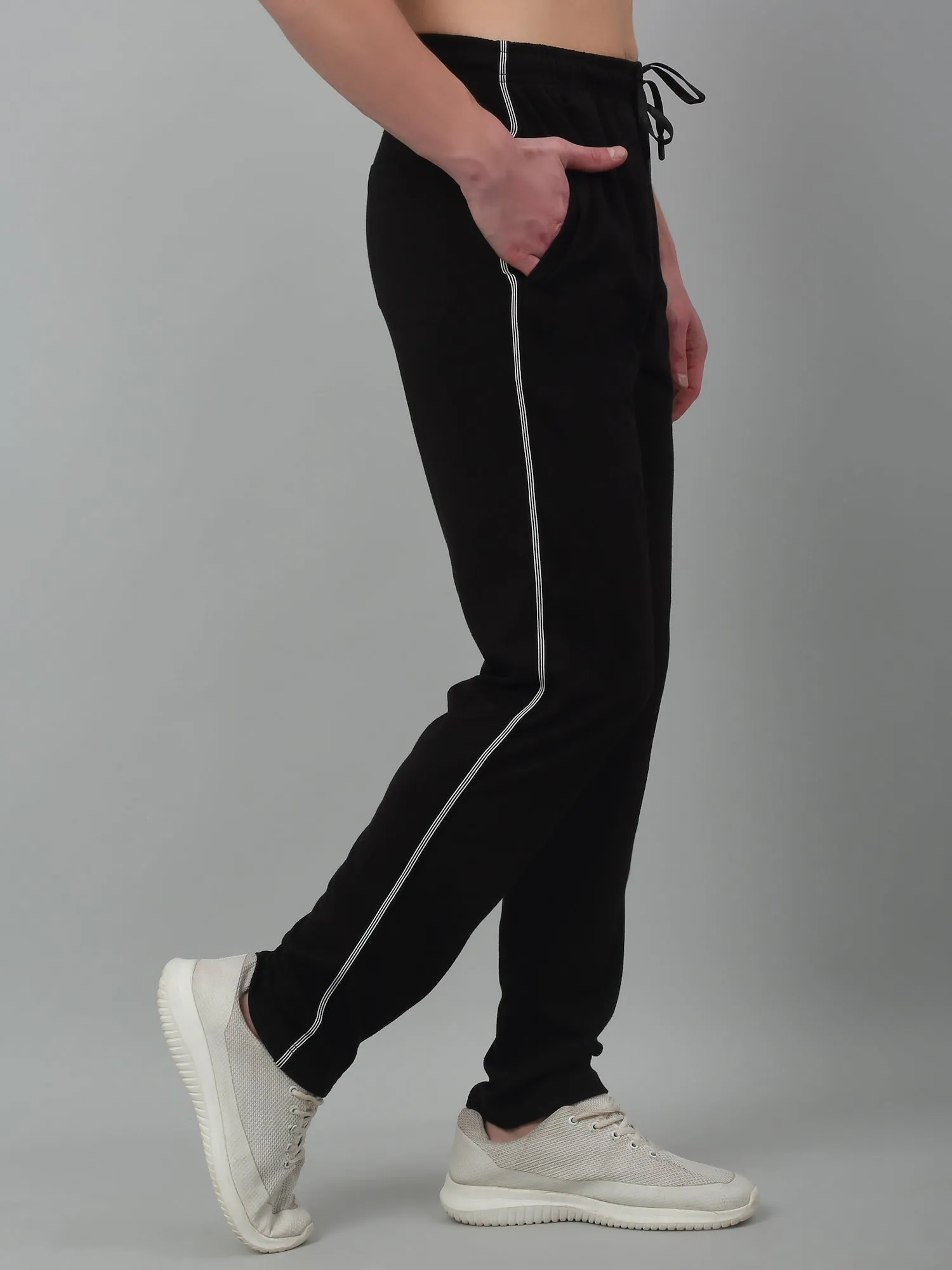 Men's Black Summer Solid Drawstring Casual Track Pant