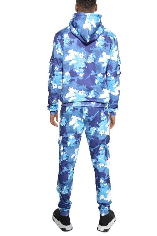 Mens Full Set Camouflage Hoodie And Jogger Set