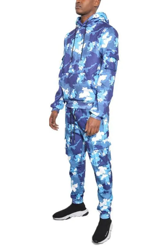 Mens Full Set Camouflage Hoodie And Jogger Set