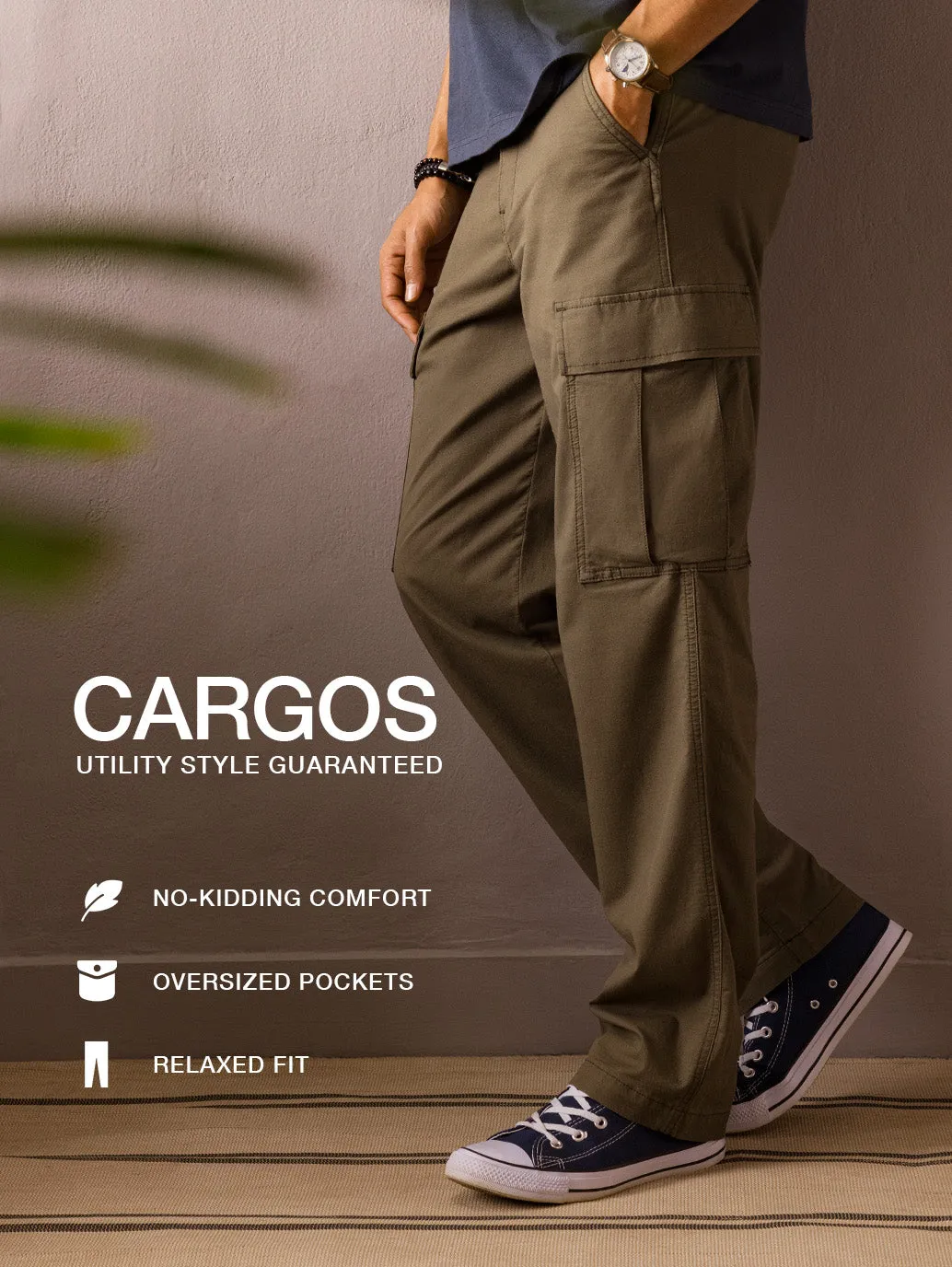 Men's Navy Regular Fit Cargo