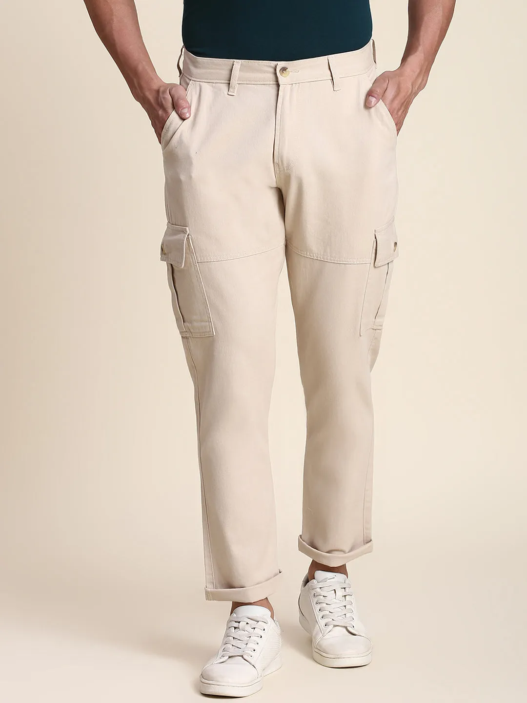 Men's Offwhite Cargo Smart Casual Look For Season Essential